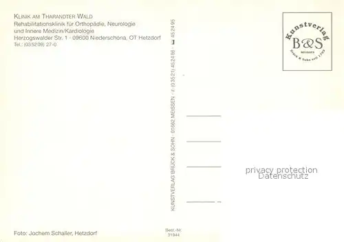AK / Ansichtskarte Hetzdorf_Niederschoena Klinik am Tharandter Wald 