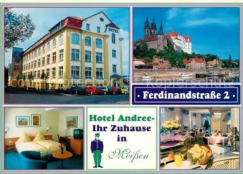 AK / Ansichtskarte Meissen_Elbe_Sachsen Hotel Andree Gaestezimmer Speisesaal Schloss Meissen_Elbe_Sachsen