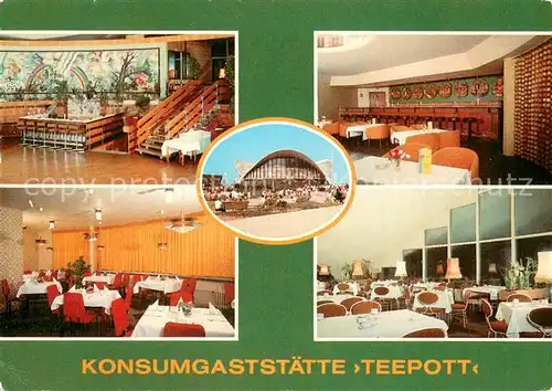 AK / Ansichtskarte Rostock Warnemuende Konsumgaststaette Teepott Bar Aussenansicht Restaurant Cafe Rostock Warnemuende
