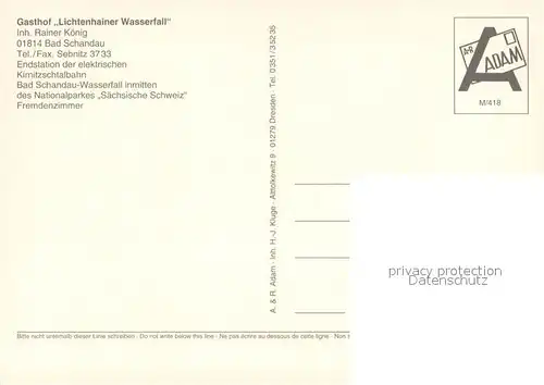 AK / Ansichtskarte Bad_Schandau Gasthof Lichtenhainer Wasserfall Endstation der Kirnitzschbahn Garten Terrasse Wasserfall Bad_Schandau