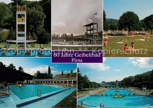 AK / Ansichtskarte Pirna_Elbe Staedt Geibeltbad Sprungturm Schwimmbecken Liegewiese 