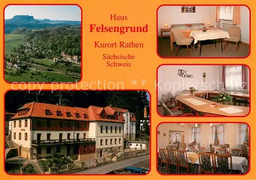 AK / Ansichtskarte Rathen_Saechsische Schweiz Panorama Diakonissenheim Felsengrund Gaststube Konferenzraum Rathen Saechsische Schweiz