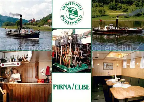 AK / Ansichtskarte Pirna_Elbe Dampfschiff Sachsenwald Theke Gaststube 