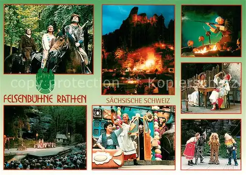AK / Ansichtskarte Rathen_Saechsische Schweiz Felsenbuehne Naturtheater Festspiel Auffuehrungen Rathen Saechsische Schweiz