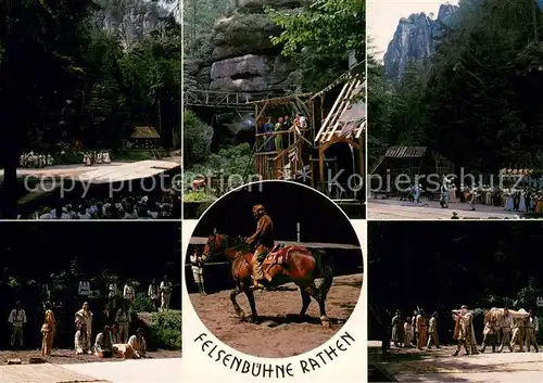 AK / Ansichtskarte Rathen_Saechsische Schweiz Felsenbuehne Naturtheater Oper Operette Schauspiel Musical Karl May Auffuehrungen Rathen Saechsische Schweiz