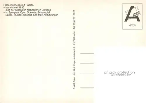 AK / Ansichtskarte Rathen_Saechsische Schweiz Felsenbuehne Naturtheater Oper Operette Schauspiel Musical Karl May Auffuehrungen Rathen Saechsische Schweiz