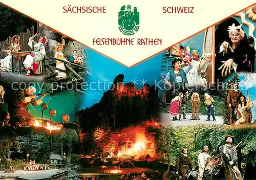 AK / Ansichtskarte Rathen_Saechsische Schweiz Felsenbuehne Naturtheater Festspiel Auffuehrungen Rathen Saechsische Schweiz