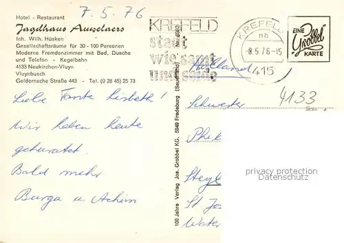 AK / Ansichtskarte Vluyn Jagdhaus Auwelaers Gastraeume Kaminzimmer Vluyn