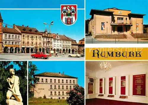 AK / Ansichtskarte Rumburk_Rumburg_CZ Namesti J Fucika Kulturni dum Park rumburske vzpoury soche Nepokoreny Muzeum 