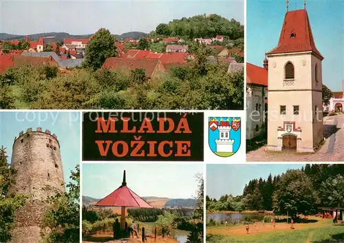 AK / Ansichtskarte Mlada_Vozice_Jung_Woschitz_CZ Panorama Hradem Barokni zamek z doby kolem Gotickeho hradu Selmberka s mohutnou volcovou vezi 
