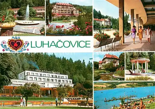 AK / Ansichtskarte Luhacovice_CZ Bruselska fontana Palace sanatorium Kolonada Spolecensky dum Dum Leose Janacka Pramen Ottovka Koupaliste na prehrade 