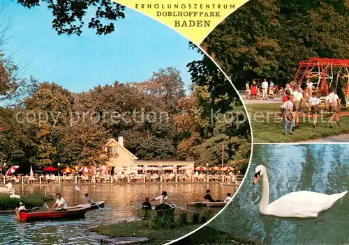 AK / Ansichtskarte Baden_Wien Erholungszentrum Doblhoffpark Spielplatz Schwan Bootspartien Baden_Wien