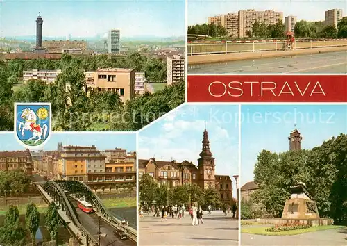 AK / Ansichtskarte Ostrava_Maehrisch_Ostrau Panorama Modernimi domy a sidlisti Stara radnice Vez nove radnice 