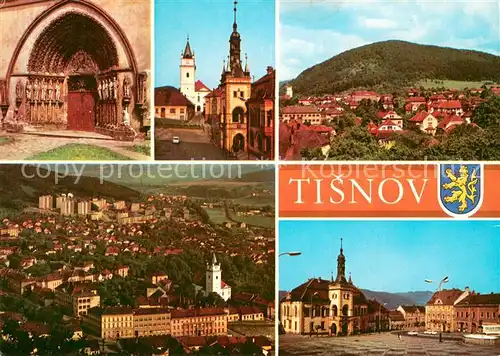 AK / Ansichtskarte Tisnov_CZ Lezi na rece Svratce pod vrchem Kvetnici Vyznamna je nova vystavba Radnice ma vzhled Goticky kostel  