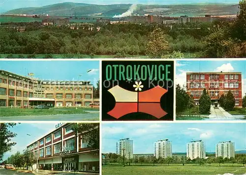 AK / Ansichtskarte Otrokovice_CZ Stadtpanorama Hotel Schule Wohnsiedlung Hochhaeuser 