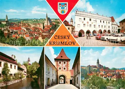 AK / Ansichtskarte Cesky_Krumlov Stadtpanorama mit Kirche Motive Innenstadt Stadttor Cesky Krumlov