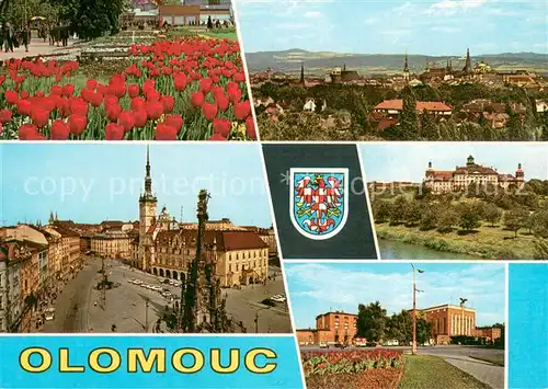 AK / Ansichtskarte Olomouc_Olmuetz_CZ Tulpenbeet Stadtpanorama Kloster Innenstadt Bahnhof 