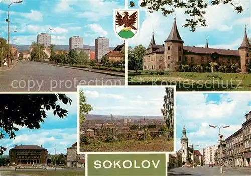 AK / Ansichtskarte Sokolov_CZ Teilansichten Schloss Innenstadt Panorama 