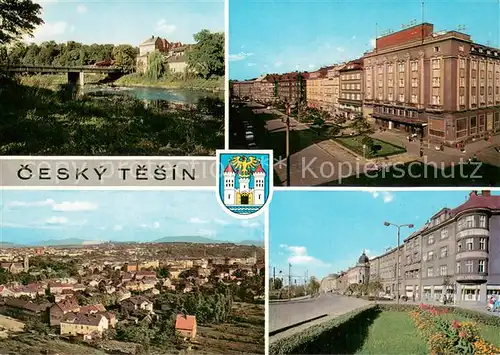 AK / Ansichtskarte Cesky_Tesin_CZ Partie am Fluss Bruecke Stadtpanorama Motive Innenstadt 