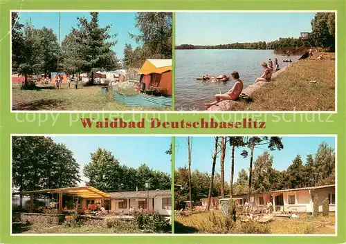AK / Ansichtskarte Deutschbaselitz Zeltplatz Waldbad Gaststaette Bungalowsiedlung Deutschbaselitz