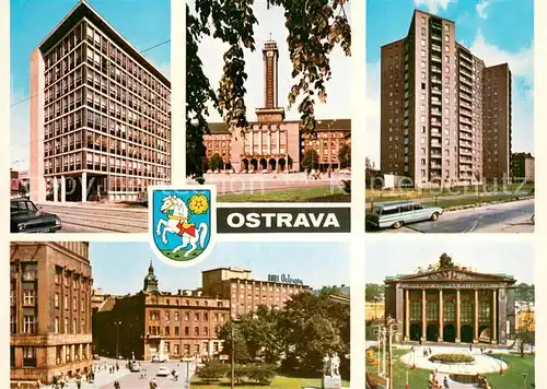 AK / Ansichtskarte Ostrava_Maehrisch_Ostrau Motive Innenstadt Hochhaus Rathaus Theater 