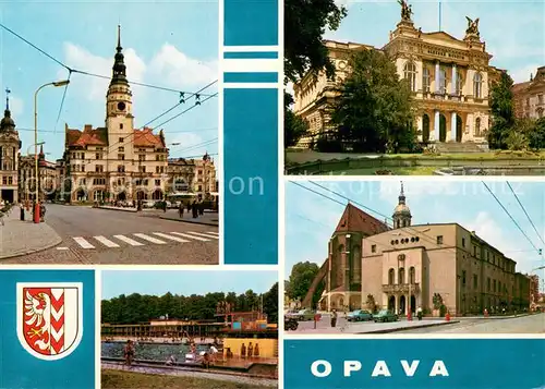 AK / Ansichtskarte Opava_Troppau_CZ Rathaus Museum Freibad Theater 