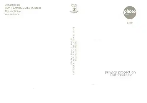 AK / Ansichtskarte Mont Sainte Odile_Mont Ste Odile_67 Monastere vue aerienne 