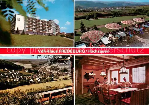 AK / Ansichtskarte Schmallenberg VdK Haus Fredeburg Terrasse Panorama Gastraum Schmallenberg