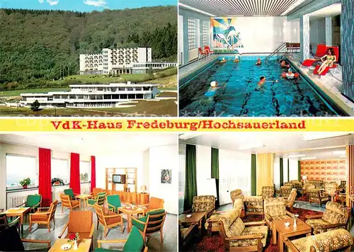 AK / Ansichtskarte Schmallenberg VdK Haus Fredeburg Gastraeume Hallenbad Schmallenberg