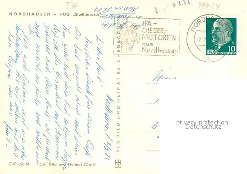 AK / Ansichtskarte Nordhausen_Thueringen HOG Stadtterrasse Nordhausen Thueringen