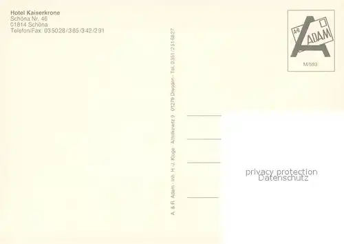 AK / Ansichtskarte Schoena_Elbe Hotel Kaiserkrone Gastraeume Panorama Schoena Elbe