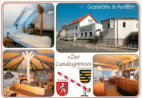 AK / Ansichtskarte Fraureuth Gaststaette Pension Zur Landesgrenze Gastraeume Theke Fraureuth