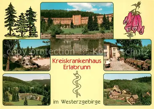 AK / Ansichtskarte Erlabrunn_Erzgebirge Kreiskrankenhaus Parkpartien  Erlabrunn_Erzgebirge