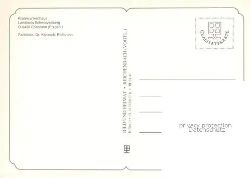 AK / Ansichtskarte Erlabrunn_Erzgebirge Kreiskrankenhaus Parkpartien  Erlabrunn_Erzgebirge