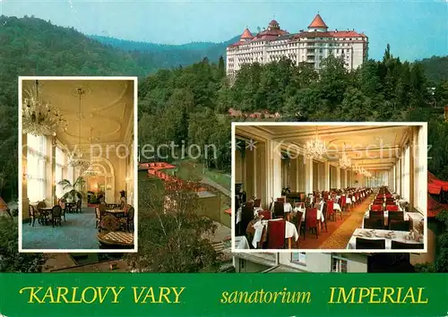 AK / Ansichtskarte Karlovy_Vary_Karlsbad Sanatorium Imperial Foyer Speisesaal 