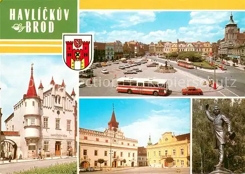 AK / Ansichtskarte Havlickuv_Brod_Nemecky_Brod Namesti Cs armady Havlickuv dum Stara radnice a budoa MNV Pomnik Karla Havlicka Borovskeho Havlickuv_Brod