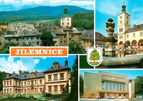 AK / Ansichtskarte Jilemnice Casti Krkonos Poprve se pripomina V jeho stredu se prosira pravidelne namesti radnici s vezi Jilemnice