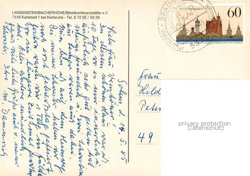 AK / Ansichtskarte Karlsbad_Karlsruhe Langensteinbacherhoehe Bibelkonferenzstaette Karlsbad_Karlsruhe