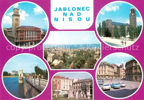 AK / Ansichtskarte Jablonec_nad_Nisou_Gablonz_Neisse_CZ Radnice z let Namesti Rude armady Prehrada Celkovy pohled Park Komenskeho namesti 