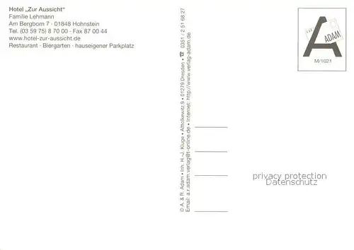 AK / Ansichtskarte Hohnstein_Saechsische_Schweiz Hotel Zur Aussicht Panorama Hohnstein_Saechsische