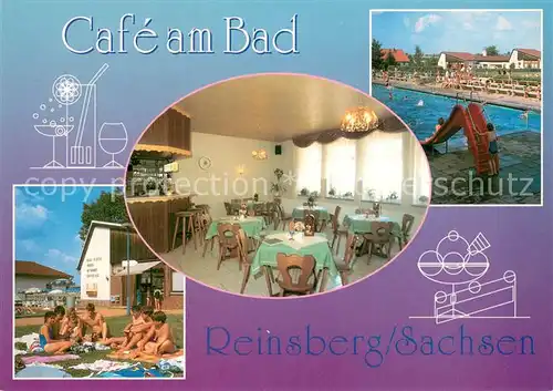 AK / Ansichtskarte Reinsberg_Freiberg Cafe am Bad Schwimmbad Gastraum Reinsberg Freiberg