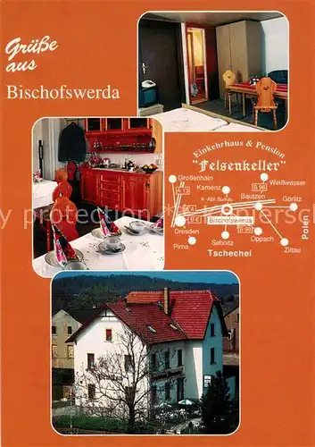 AK / Ansichtskarte Bischofswerda Einkehrhaus Pension Felsenkeller Zimmer Gaststube Bischofswerda