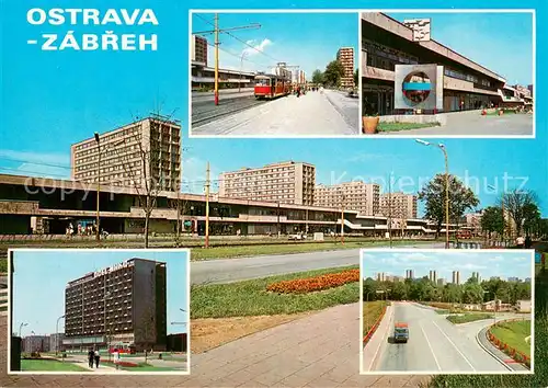 AK / Ansichtskarte Ostrava_Maehrisch_Ostrau Teilansichten Bahnhof Eisenbahn Hotel Einkaufszentrum 