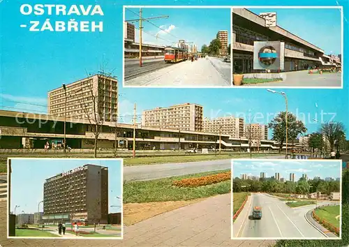 AK / Ansichtskarte Ostrava_Maehrisch_Ostrau Teilansichten Bahnhof Eisenbahn Hotel Einkaufszentrum 