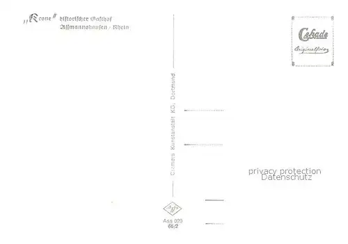 AK / Ansichtskarte Assmannshausen_Rhein Gasthof Krone Assmannshausen Rhein