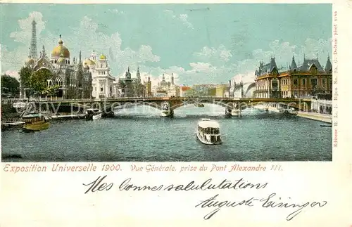 AK / Ansichtskarte Exposition_Universelle_Paris_1900 Vue Generale prise du Pont Alexandre III 