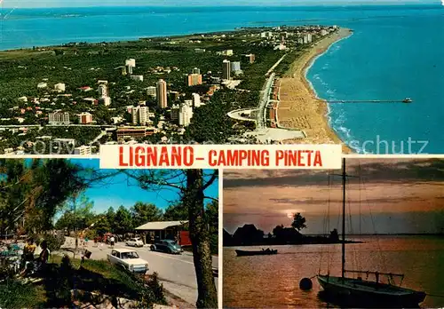 AK / Ansichtskarte Lignano_Pineta_IT Panorama dallaero Camping Pineta Tramonto sul Villaggio dei pescatori 