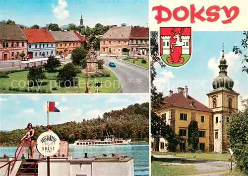AK / Ansichtskarte Doksy_Hirschberg_See_CZ Pristavice Doksy Plac Kirche Schwimmbad 