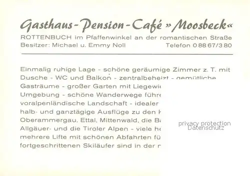 AK / Ansichtskarte Rottenbuch_Oberbayern Gasthaus Pension Cafe Moosbeck Rottenbuch Oberbayern