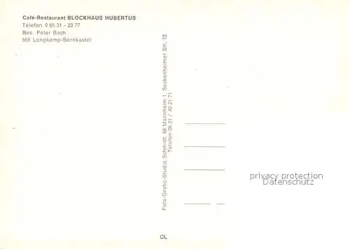 AK / Ansichtskarte Longkamp Cafe Restaurant Blockhaus Hubertus Longkamp